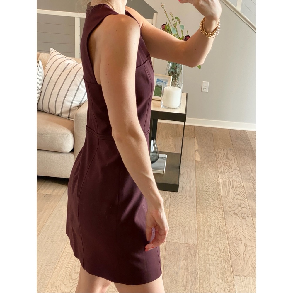 Theory Maroon Sheath Structured A Line Dress - image 2